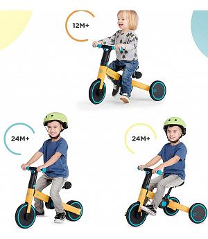 Triciclo 3 en 1 4TRIKE, Minibicicleta, plegable, asiento ajustable, amarillo, Kinderkraft - KR4TRI00YEL0000